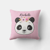 Gepersonaliseerde Schattigee roze panda Sierkussen (Achterkant)