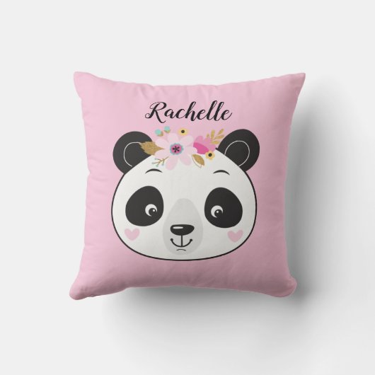 Gepersonaliseerde Schattigee roze panda Sierkussen (Achterkant)