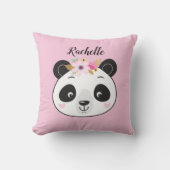 Gepersonaliseerde Schattigee roze panda Sierkussen (Voorkant)
