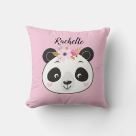 Gepersonaliseerde Schattigee roze panda Sierkussen