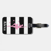 Gepersonaliseerde Schattigee roze rode ballerina Bagagelabel (Achterkant horizontaal)