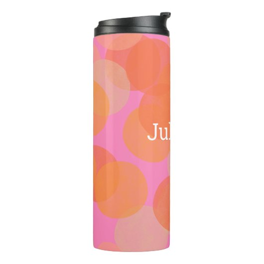 Gepersonaliseerde Schattigee Roze Sinaasappel Geom Thermosbeker (Gedraaid links)