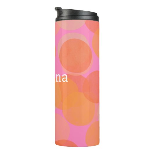 Gepersonaliseerde Schattigee Roze Sinaasappel Geom Thermosbeker (Geroteerd rechts)