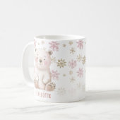 Gepersonaliseerde Schattigee Roze Winter Beer Kers Koffiemok (Voorkant links)