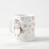 Gepersonaliseerde Schattigee Roze Winter Pinguïn K Koffiemok (Voorkant links)