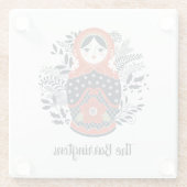 Gepersonaliseerde Schattigee Russische nestpop Glazen Onderzetter (Achterkant)