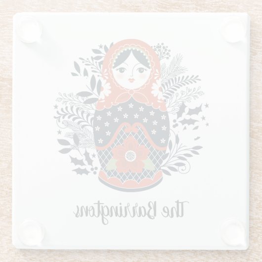 Gepersonaliseerde Schattigee Russische nestpop Glazen Onderzetter (Achterkant)