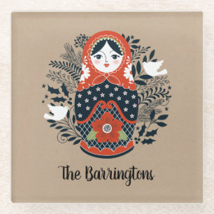 Gepersonaliseerde Schattigee Russische nestpop Glazen Onderzetter