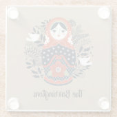 Gepersonaliseerde Schattigee Russische nestpop Glazen Onderzetter (Achterkant)