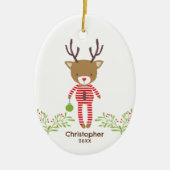 Gepersonaliseerde Schattigee rustieke rendier Kind Keramisch Ornament (Voorkant)