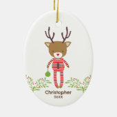 Gepersonaliseerde Schattigee rustieke rendier Kind Keramisch Ornament (Achterkant)