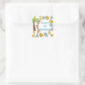 Gepersonaliseerde Schattigee Safari Animal Birthda Vierkante Sticker (Tas)