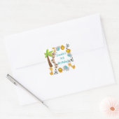 Gepersonaliseerde Schattigee Safari Animal Birthda Vierkante Sticker (Envelop)