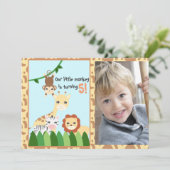Gepersonaliseerde Schattigee Safari Verjaardag Kaart (Staand voorkant)