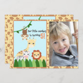 Gepersonaliseerde Schattigee Safari Verjaardag Kaart (Voorkant / Achterkant)