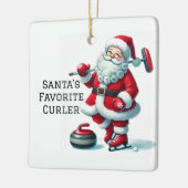 Gepersonaliseerde Schattigee Santa Curling Keramisch Ornament (Links)