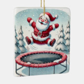 Gepersonaliseerde Schattigee Santa Jumping op Tram Keramisch Ornament (Rechts)