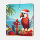 Gepersonaliseerde Schattigee Santa Parrot Beach Ke Keramisch Ornament (Links)
