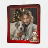 Gepersonaliseerde Schattigee Santa Puppy Dog Chris Keramisch Ornament (Links)