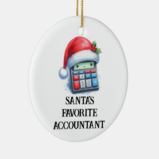 Gepersonaliseerde Schattigee Santa's favoriete acc Keramisch Ornament (Rechts)