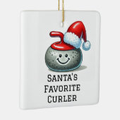 Gepersonaliseerde Schattigee Santa's Favoriete Cur Keramisch Ornament (Rechts)