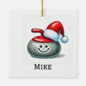 Gepersonaliseerde Schattigee Santa's Favoriete Cur Keramisch Ornament (Achterkant)