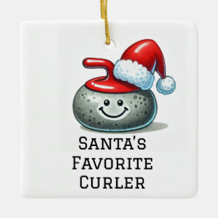 Gepersonaliseerde Schattigee Santa's Favoriete Cur Keramisch Ornament