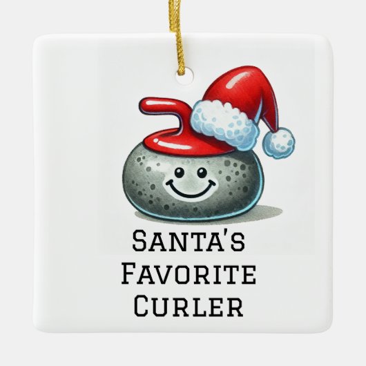 Gepersonaliseerde Schattigee Santa's Favoriete Cur Keramisch Ornament (Voorkant)