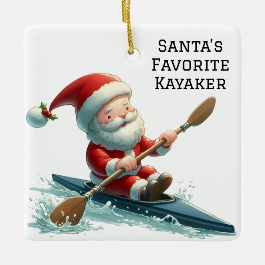 Gepersonaliseerde Schattigee Santa's Favoriete Kay Keramisch Ornament (Voorkant)