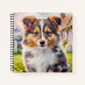 Gepersonaliseerde Schattigee Sheltie Puppy Dog Notitieboek (Voorkant)