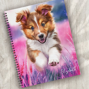 Gepersonaliseerde Schattigee Sheltie Puppy Dog Notitieboek
