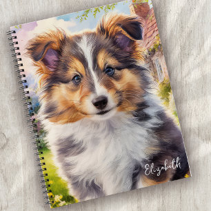 Gepersonaliseerde Schattigee Sheltie Puppy Dog Notitieboek