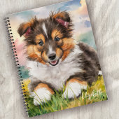 Gepersonaliseerde Schattigee Sheltie Puppy Dog Notitieboek