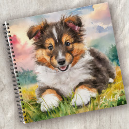 Gepersonaliseerde Schattigee Sheltie Puppy Dog Notitieboek