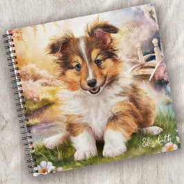 Gepersonaliseerde Schattigee Sheltie Puppy Dog Notitieboek