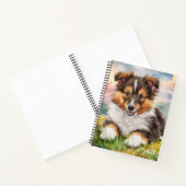 Gepersonaliseerde Schattigee Sheltie Puppy Dog Notitieboek (Binnen)