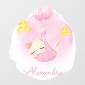 Gepersonaliseerde Schattigee Sleeping Pink Kitty C Raamsticker (Vel)