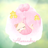 Gepersonaliseerde Schattigee Sleeping Pink Kitty C Raamsticker (Vel 3)