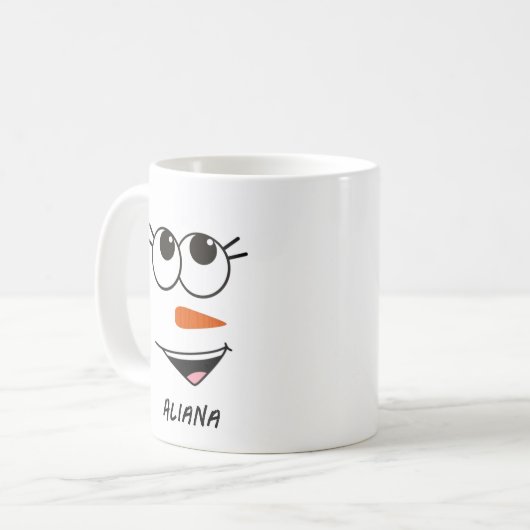 Gepersonaliseerde Schattigee Sneeuwman Face Christ Koffiemok (Voorkant links)