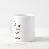 Gepersonaliseerde Schattigee Sneeuwman Face Christ Koffiemok (Voorkant links)