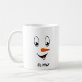 Gepersonaliseerde Schattigee Sneeuwman Face Christ Koffiemok (Links)