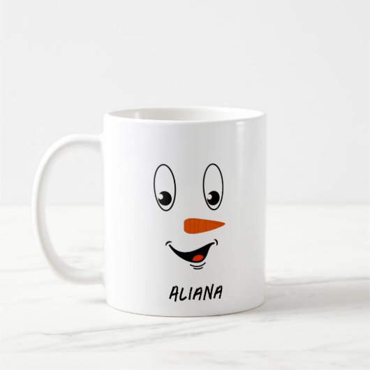 Gepersonaliseerde Schattigee Sneeuwman Face Christ Koffiemok (Links)