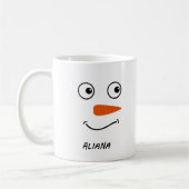 Gepersonaliseerde Schattigee Sneeuwman Face Christ Koffiemok (Links)