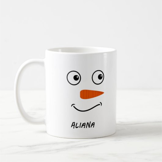 Gepersonaliseerde Schattigee Sneeuwman Face Christ Koffiemok (Links)