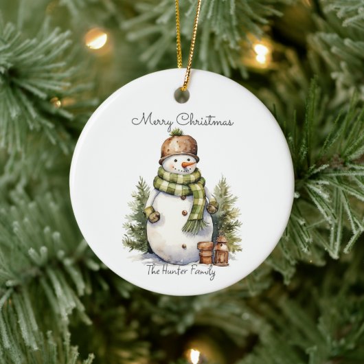 Gepersonaliseerde Schattigee Sneeuwman Waterverf K Keramisch Ornament (Boom)
