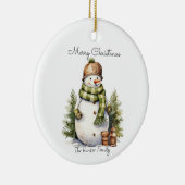 Gepersonaliseerde Schattigee Sneeuwman Waterverf K Keramisch Ornament (Rechts)