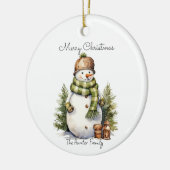 Gepersonaliseerde Schattigee Sneeuwman Waterverf K Keramisch Ornament (Links)