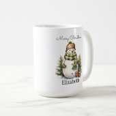 Gepersonaliseerde Schattigee Sneeuwman Waterverf K Koffiemok (Voorkant rechts)