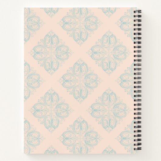 Gepersonaliseerde Schattigee Soft Blue Cream Damas Notitieboek (Achterkant)
