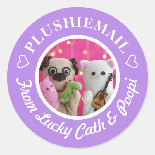 Gepersonaliseerde Schattigee stijlvolle Paarse fot Ronde Sticker (Voorkant)